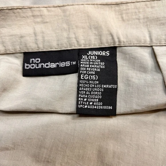 No Boundaries Juniors XL Khaki Wrap Skirt‎ Cargo Pocket Floral Embroidery Y2K - Picture 7 of 8